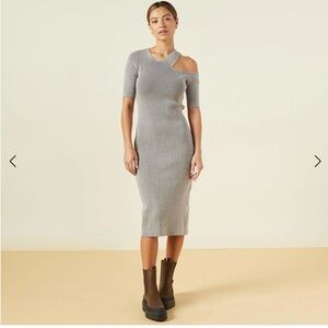 Monrow Ribbed Midi Dress - Tan